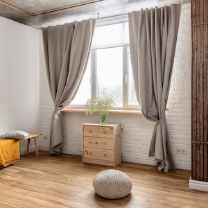 Thermal Linen Curtains With Back Tabs Heading or Tape for Ceiling Track