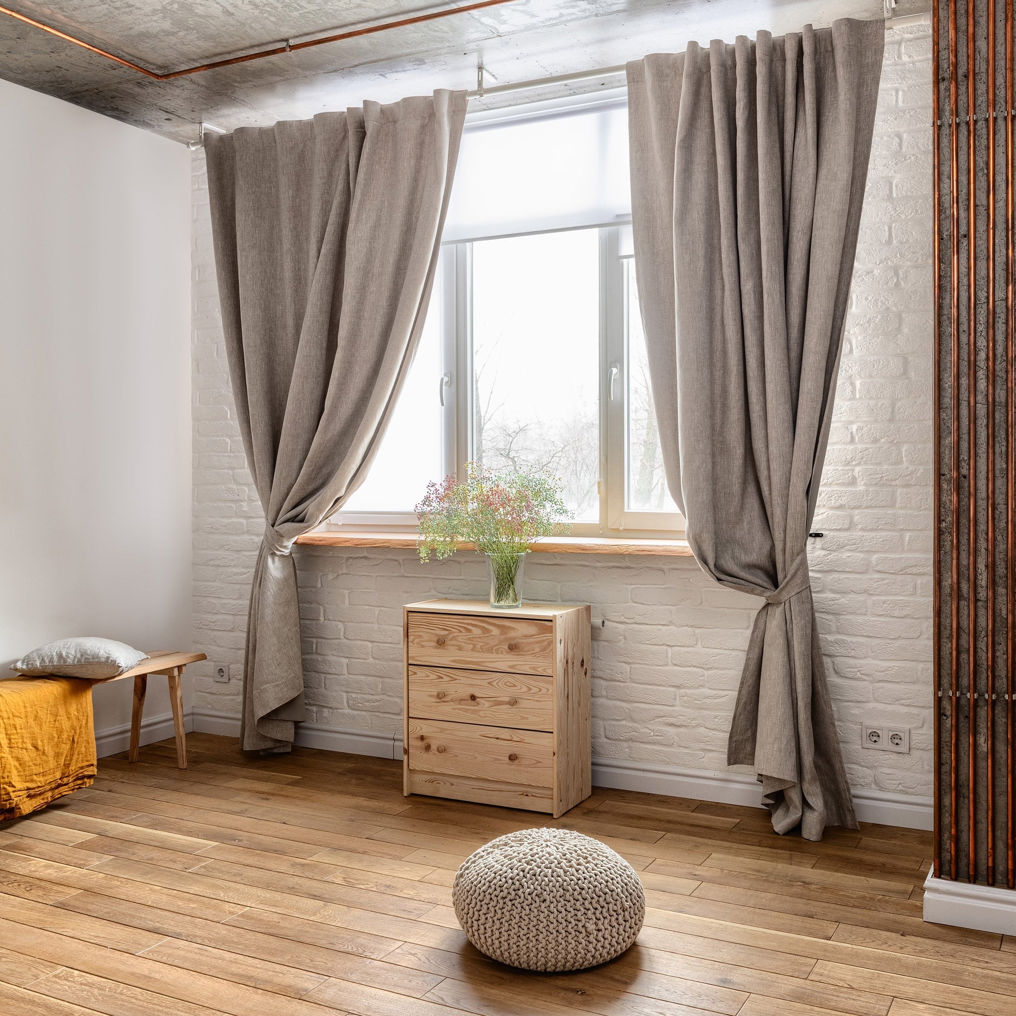 Cortinas de lino de lino con pestaña trasera y bolsillo para barra,  cortinas de interior para sala de estar, dormitorio, habitación de los  niños, 84