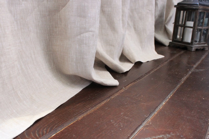 Beige Grey 38/'/' Width 45/'/' Length Linen Back Tab Curtain Panel Custom Linen Curtain White Drapery