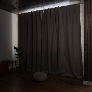 Linen Back TabCurtain Panel with Blackout Lining or Unlined 49'' Width, Custom Length Natural Linen image 7