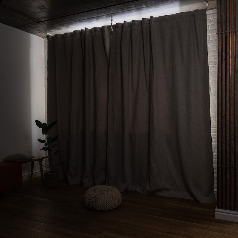 Linen Back TabCurtain Panel with Blackout Lining or Unlined 49'' Width, Custom Length Natural Linen imagem 7