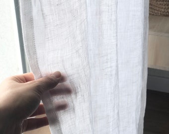 Pure Linen Sheer Curtain - Linen Lightweight Voile - Extra Long and Custom Size - Natural Window Treatments