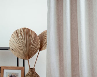 Eyelet Linen Curtain Panel with Cotton Lining - Eco Linen Window Treatments - Grommet Top Drapes