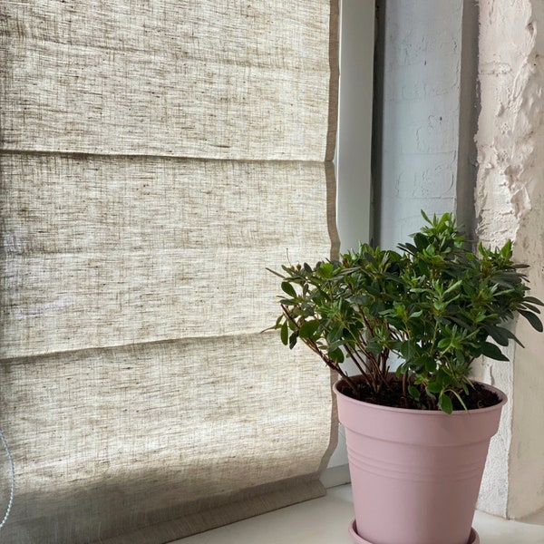 Linen Blackout Roman Shades - Linen Blinds  - Custom Sizes