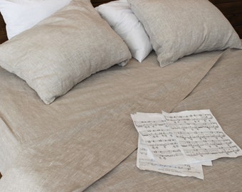 European Flax Linen Sheet Set - Includes Fitted Sheet, Flat Sheet and  Pillowcases
