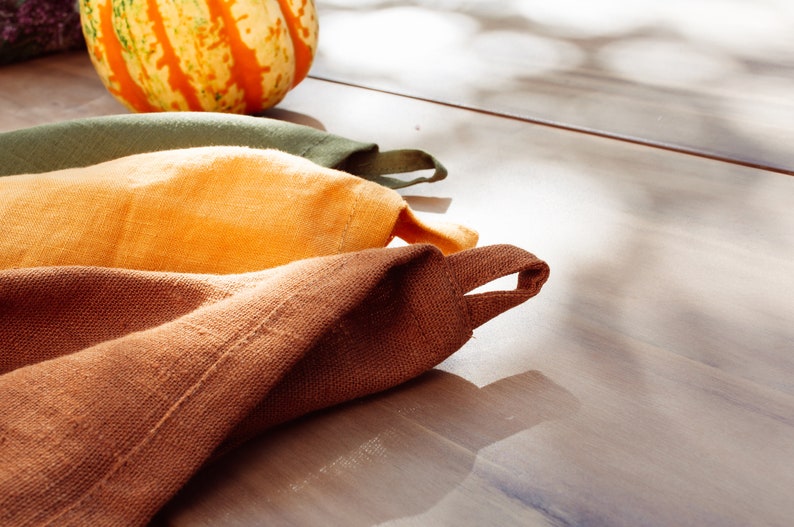 2pcs Linen Tea Towels in Vibrant Colors Kitchen Linen Towel Gift Fall Decor image 4