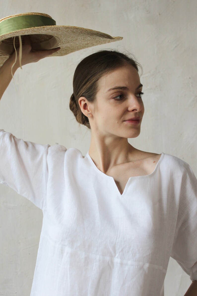 Linen Beach Tunic Loose Fit Coverup Summer Vacation Dress Etsy