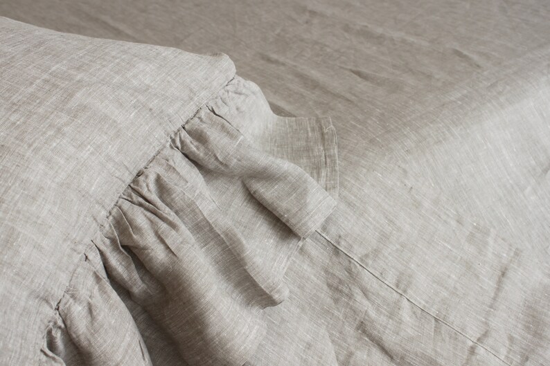 Romantic Linen Bedding Set Ruffled Bed Valance and 2 Etsy