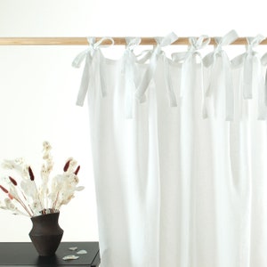 Linen tie top curtains, farmhouse style, rustic draperies, linen window treatments, patio curtains, rideau a nouettes