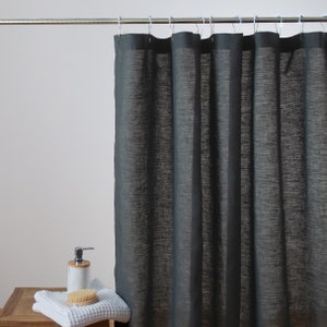 Linen Shower Curtain Waterproof Back Layer White, Grey, Beige Flax ...