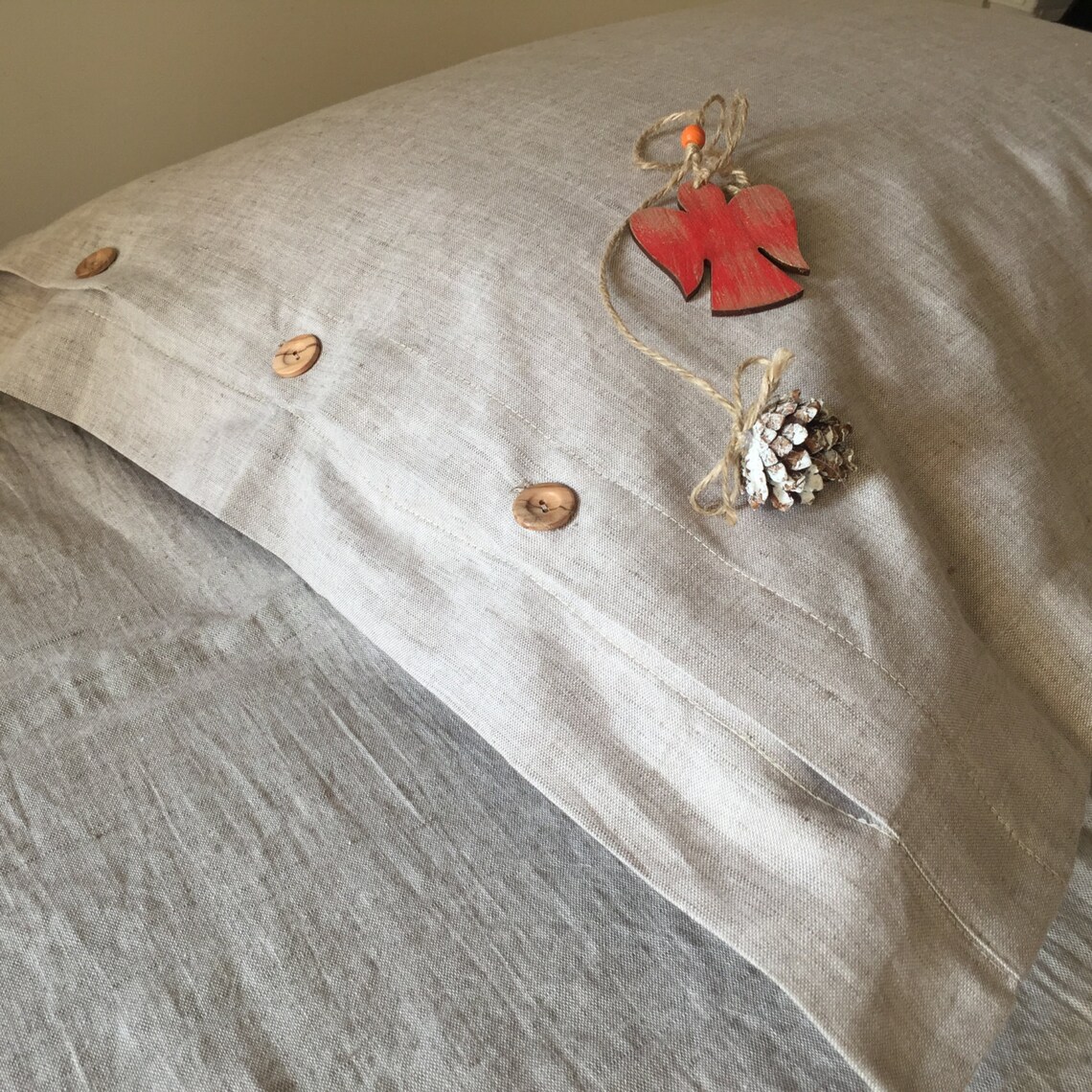 Decorative Pillow Cover With Flanges Linen Pillowcase With Etsy