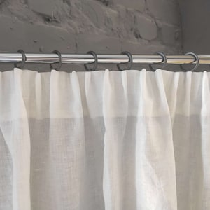 Pencil Pleat Linen Curtain Panel  - Heading for Rings and Hooks  - Unlined Linen Privacy Curtain