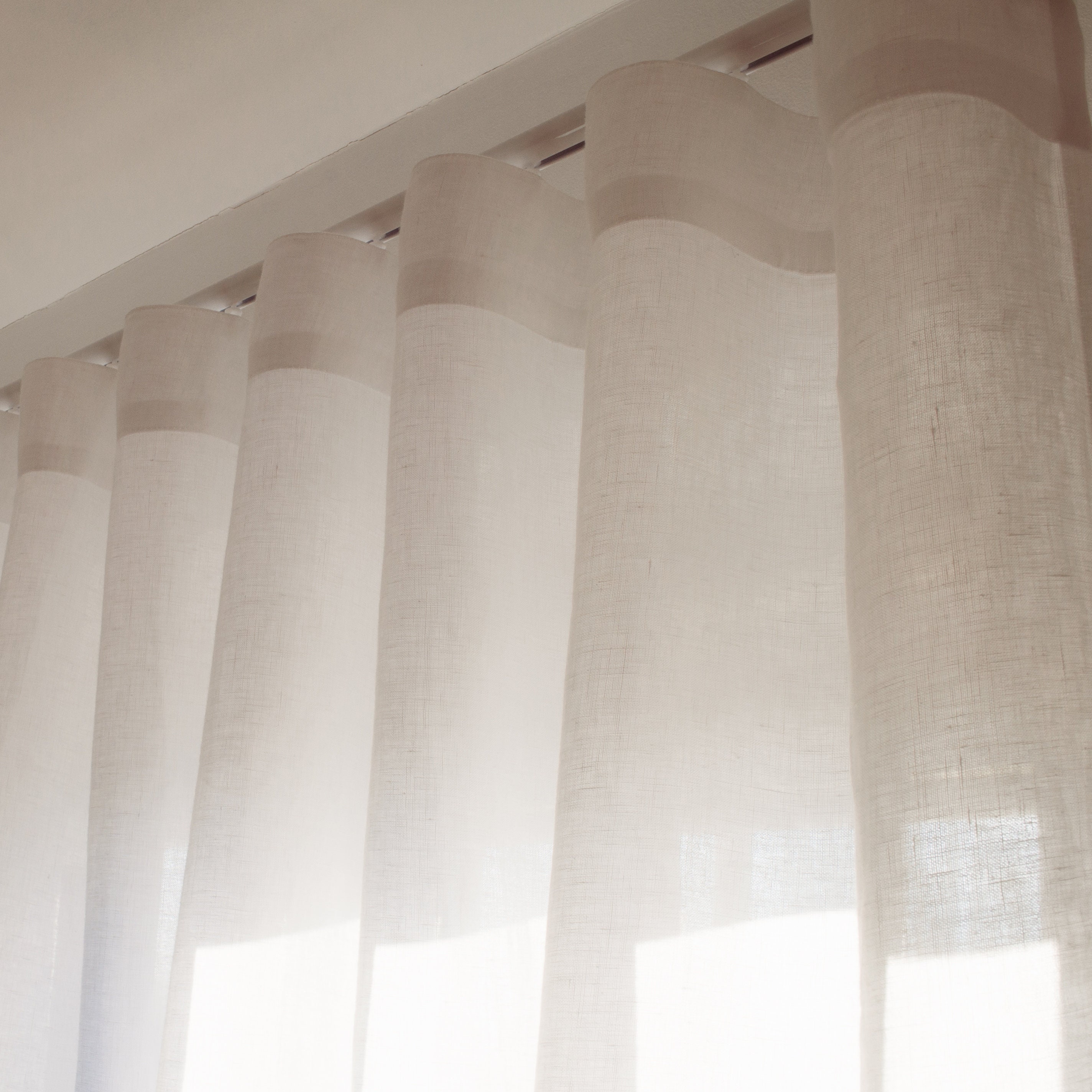 Tan Color Linen Drapes With Trim Tape, Heavy Linen Curtains 