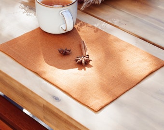 4 pcs Linen Placemat set in Terracotta Color