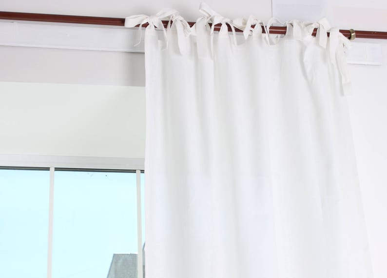 Sale White Linen Top Tie Curtain 52 Width Etsy