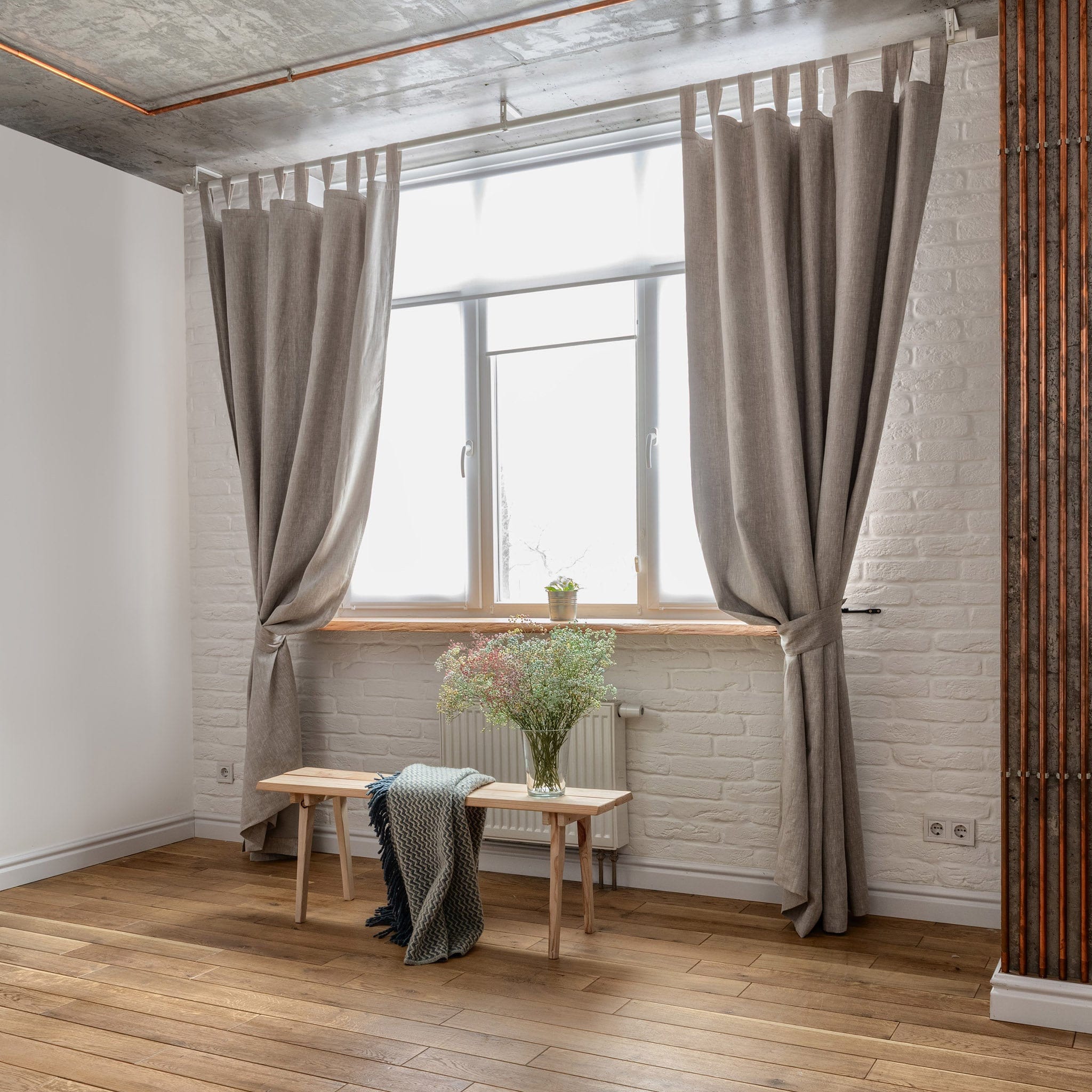 Panneaux de Rideaux en Lin avec Occultant, Occultants, Doublés Lin, Rideau Nuit, Occultants