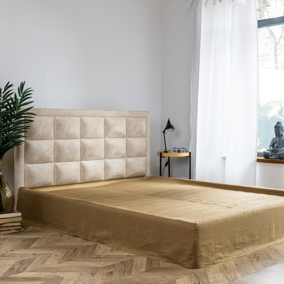 Jupe de lit en lin simple sur mesure Valance de lit sans plis Drap