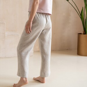 Linen Pants for Women Cropped Capri Linen Female Trousers image 3