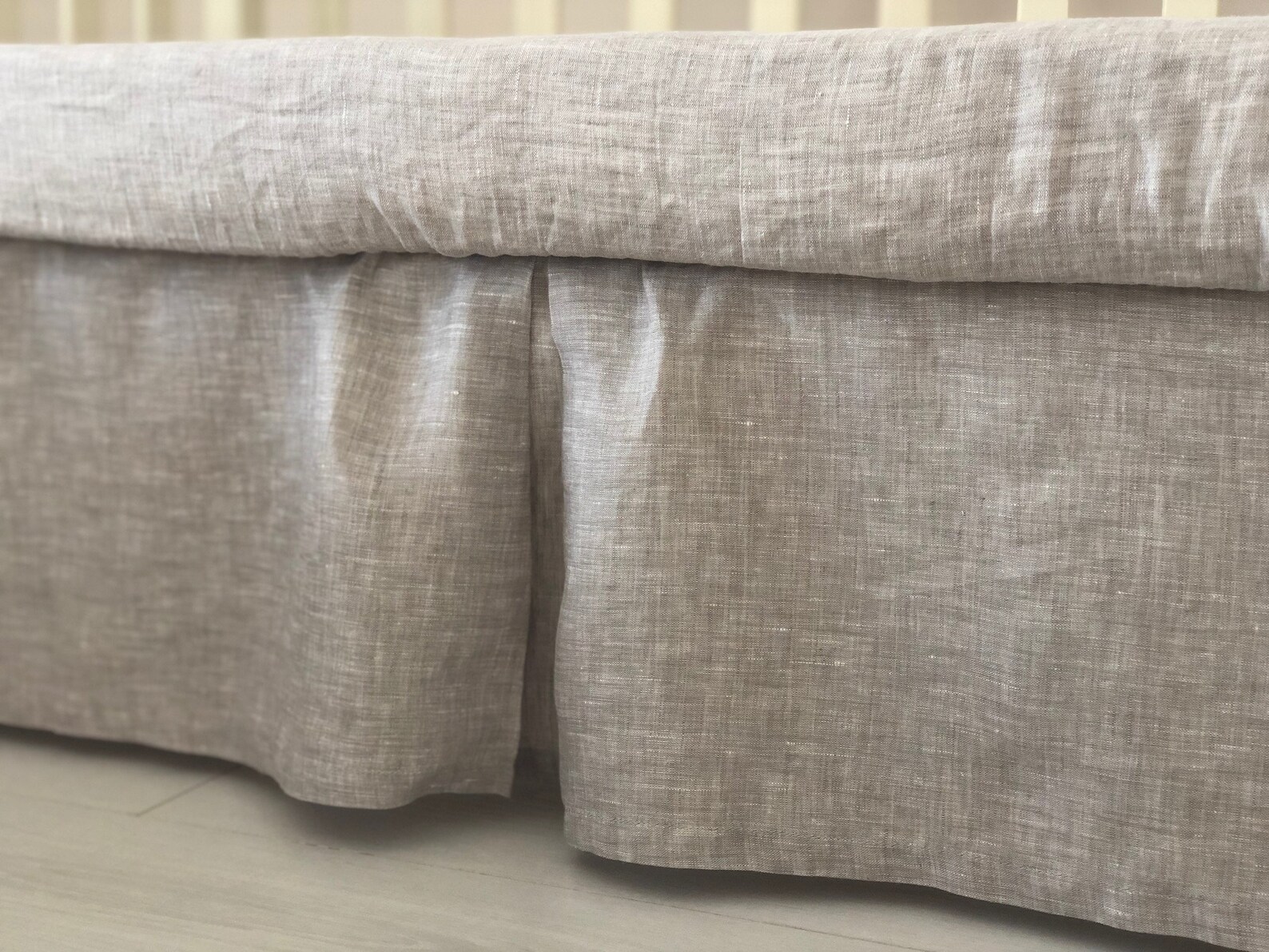 Pleated Crib Skirt Linen Pleate on Each Side Gender Etsy