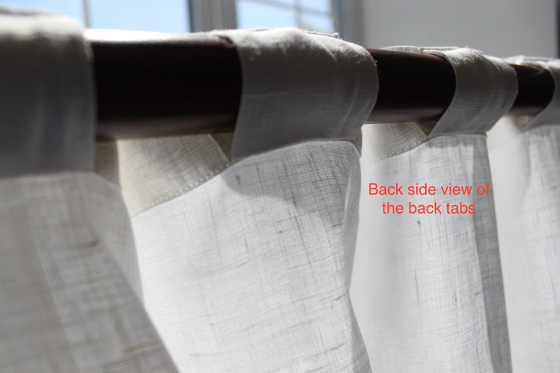 Beige Grey 38/'/' Width 45/'/' Length Linen Back Tab Curtain Panel Custom Linen Curtain White Drapery