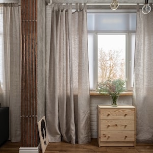 Tab Top Linen Curtain Panel, linen drapes, linen curtain, window treatment, custom linen curtains, linen panels, natural drapes image 3