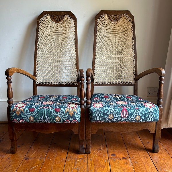 Pair of restored vintage cane chairs.