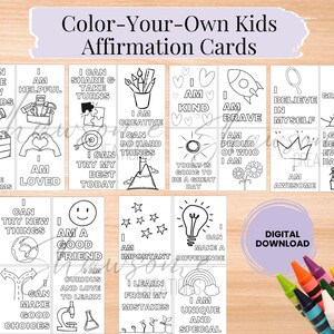 Ausdruckbare Affirmationskarten für Kinder | Motivierend & Positives Denken | 24 Einzigartige Designs | Sofort Download