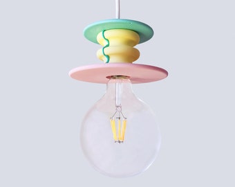 Yellow, Pink and Green Suspension Lamp - Frutti Small Colorful Pendant Light