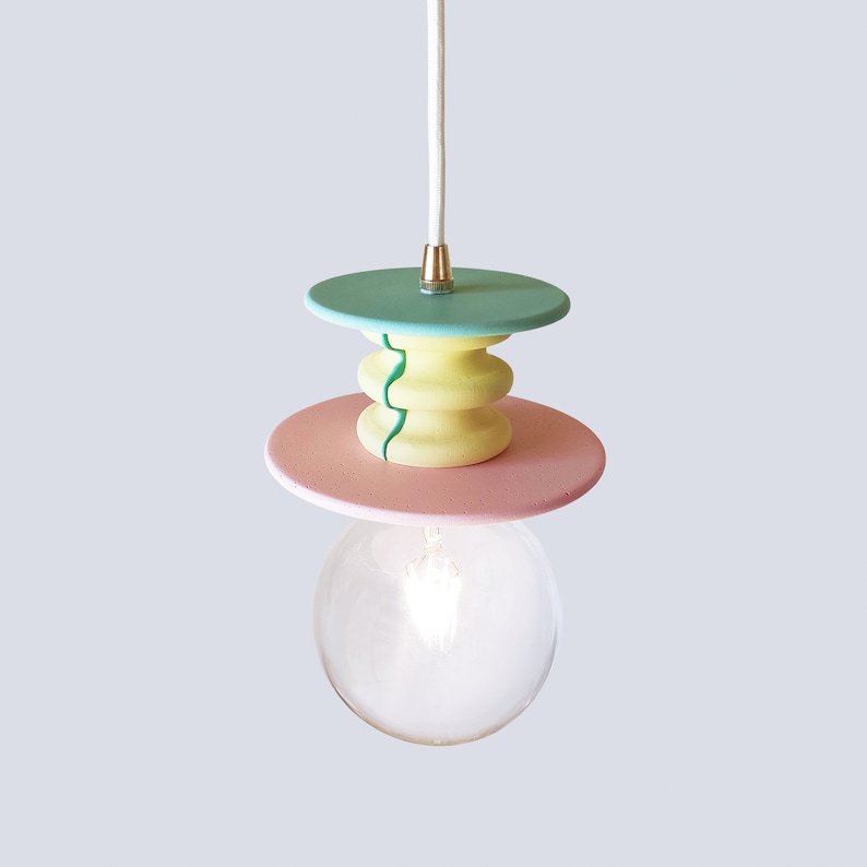 Yellow, Pink and Green Suspension Lamp Frutti Small Colorful Pendant Light image 4