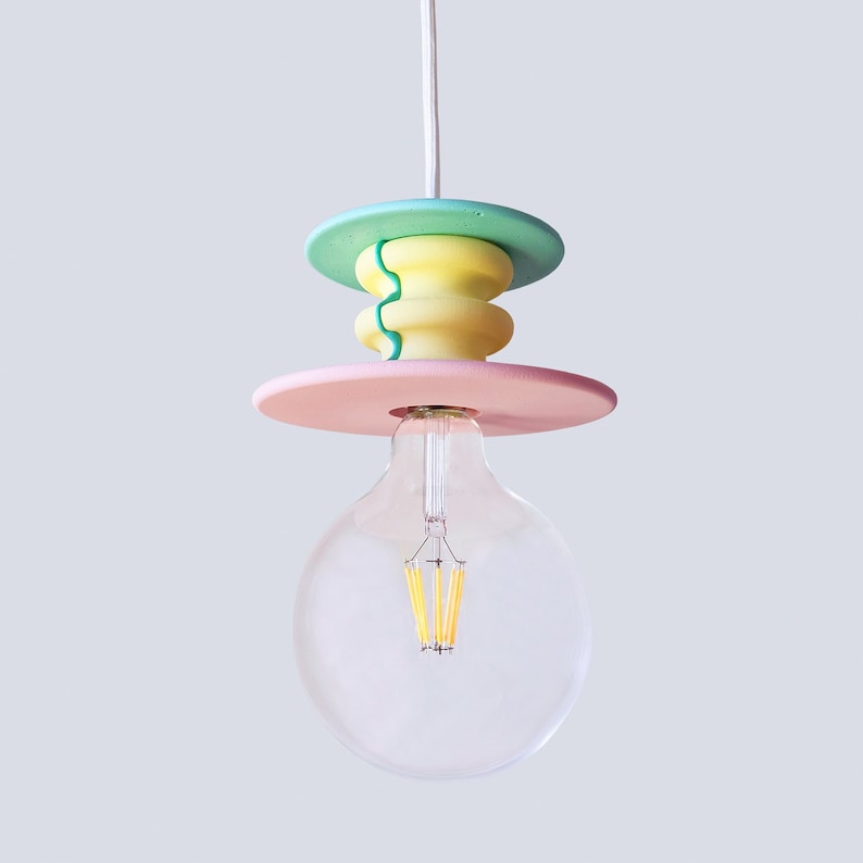 Yellow, Pink and Green Suspension Lamp Frutti Small Colorful Pendant Light image 1