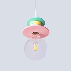 Yellow, Pink and Green Suspension Lamp Frutti Small Colorful Pendant Light image 6