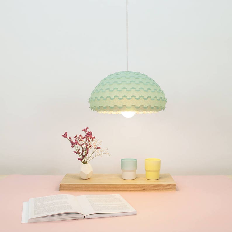 Mint Green Paper Pendant Lamp Kasa M Light image 2