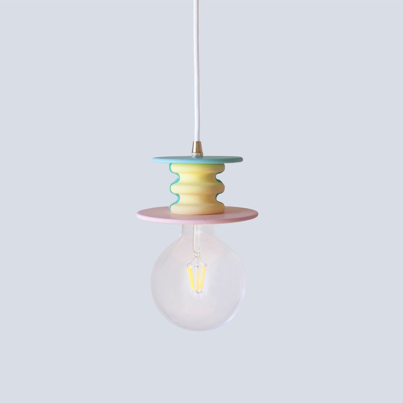 Yellow, Pink and Green Suspension Lamp Frutti Small Colorful Pendant Light image 5