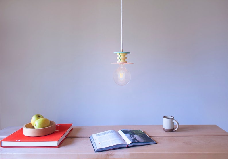 Yellow, Pink and Green Suspension Lamp Frutti Small Colorful Pendant Light image 3