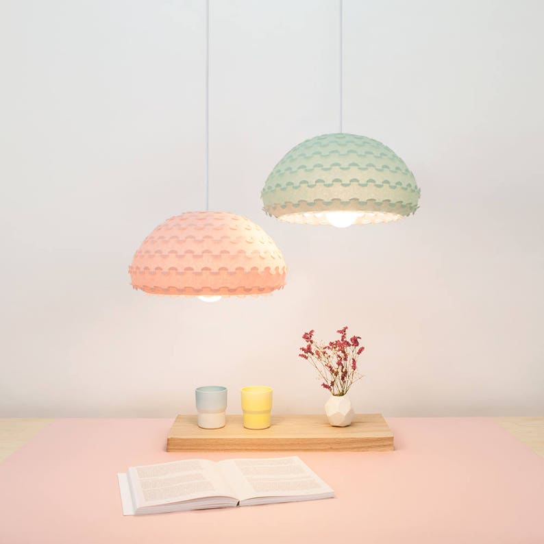 Mint Green Paper Pendant Lamp Kasa M Light image 5