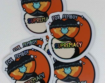 Fox Femboy Supremacy Holographic Sticker