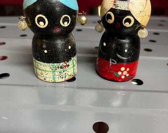 collectible Painted wood Salt and Pepper Shakers