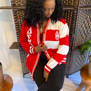 Delta Sigma Theta Cardigan, cardigan, long sweater, original design, DST, diva cardigan image 1