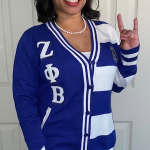 Zeta Phi Beta, cardigan, long sweater, original  design, ZPHIb, Finer, cardigan