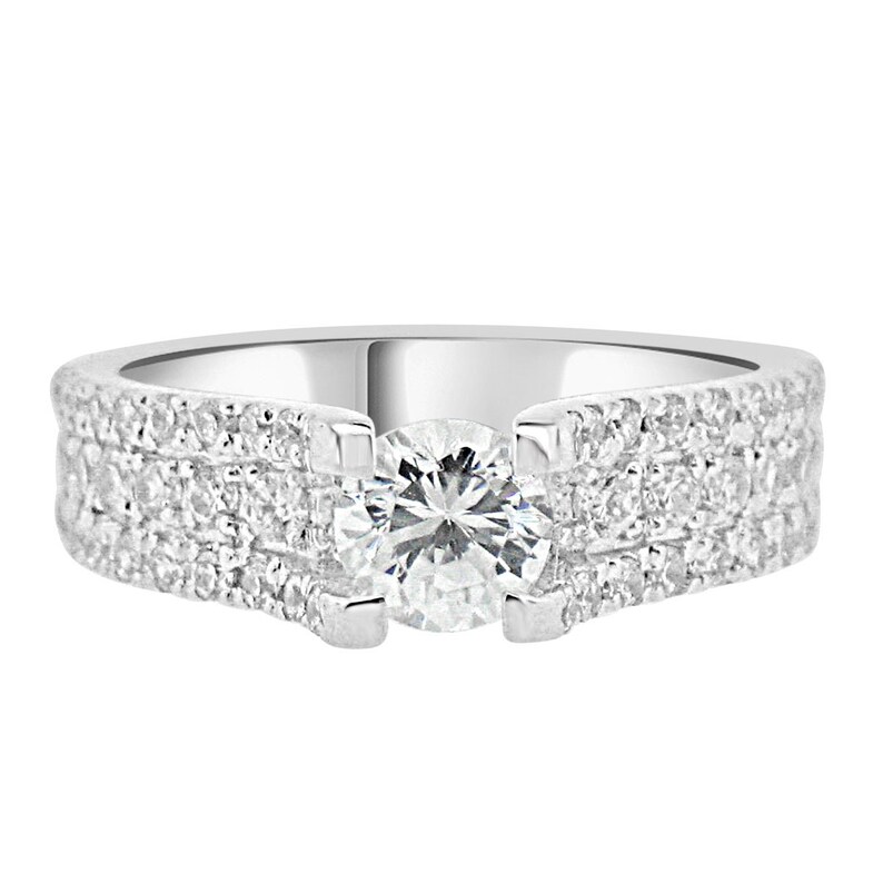 0.40 carat CZ Engagement Ring Cubic Zirconia Wedding Sterling Etsy