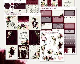 FOILED Planner Sticker Kit: Gem - Fall/Winter Burgundy Floral