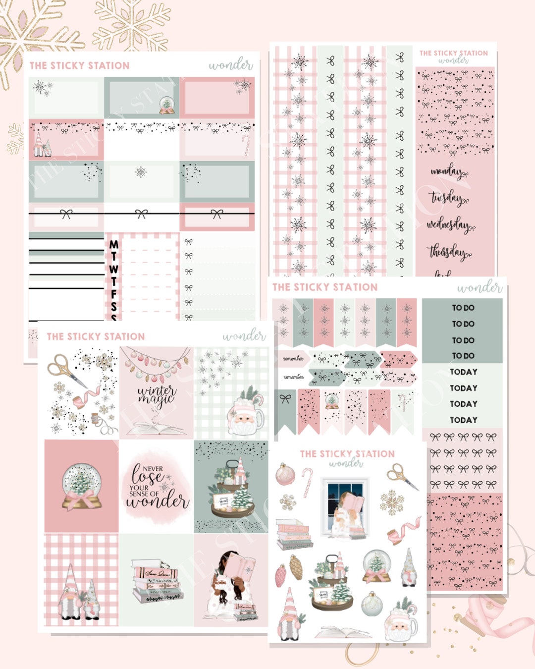 FOILED Planner Sticker Kit: Wonder Winter Holiday, Pink Christmas - Etsy