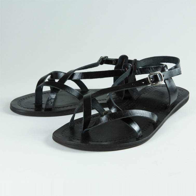 Black Intertwined Sandals - Women - Genuine calf leather - Handcrafted - Vegetable tanned