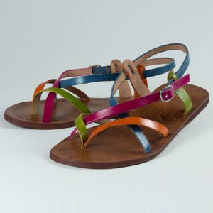 Sandalias Novias Arco Iris Entrelazado - Mujer - Piel Genuina De Vacuno - Elaboradas A Mano - Curtido Vegetal