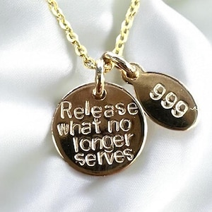 Colar Liberte o que não serve mais • Número do anjo 999 • Joias para deixar ir • Ouro 14k ou prata esterlina