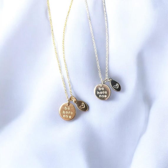 be here now necklace, mindfulness quote necklace, rahm das necklace, zen quote gift, gift for daughter, jewelry about being present