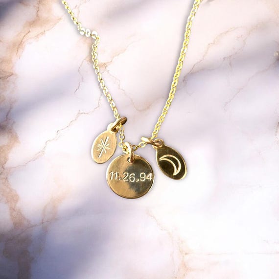 Custom Wedding Date Necklace • Personalized Couple’s Initials Jewelry • Dainty Anniversary Pendant • Bride to be •Gold Fill or 925 Silver