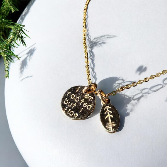 I Am Rooted But I Flow Necklace • Dainty Inspirational Quote Jewelry • Minimalist Yogi Gift • Gold Fill or Sterling Silver