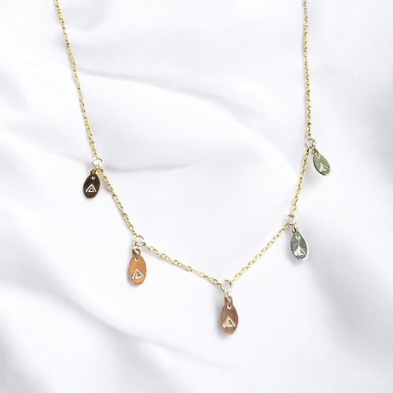 5 Mountain Necklace • 14k Gold Fill or Sterling Silver • Tiny Mountain Short Layering Necklace (16” or 18”)