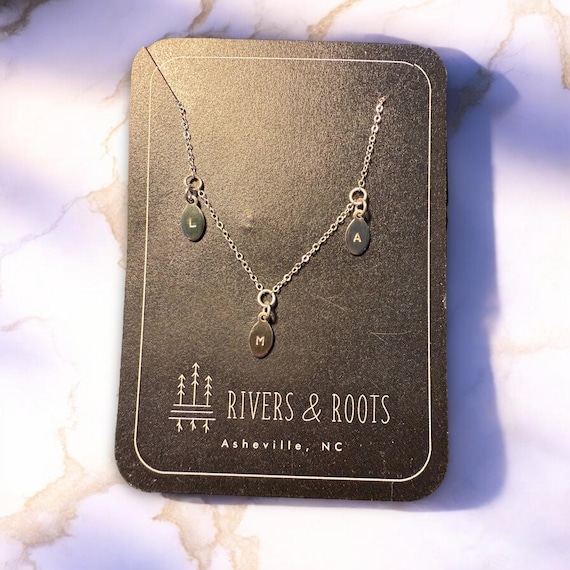 Three Initial Charm Necklace • Personalized Gift for Mom or Grandma • Dainty Layering Necklace • 14k Gold Fill or Sterling Silver